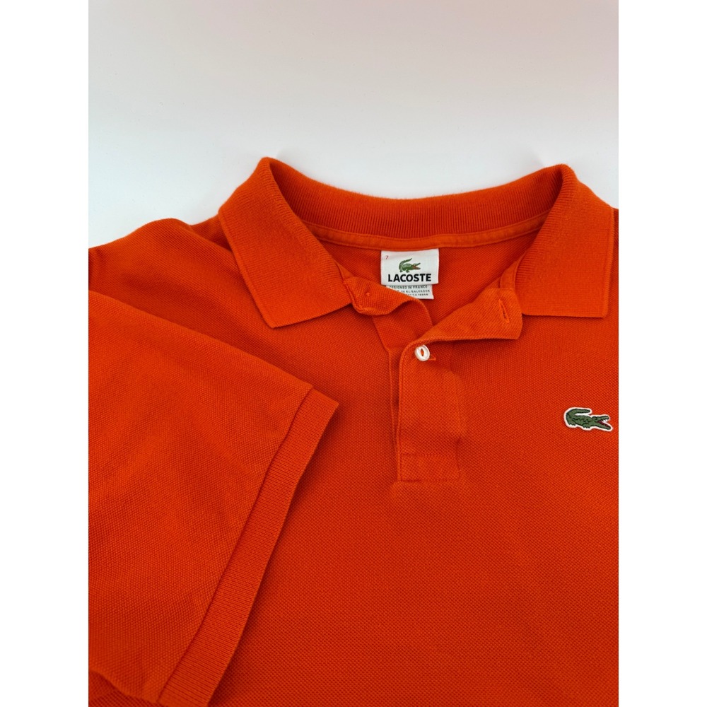 Lacoste Mens Orange Cotton Pique Short Sleeve Polo Shirt Size 7 XL 5191L